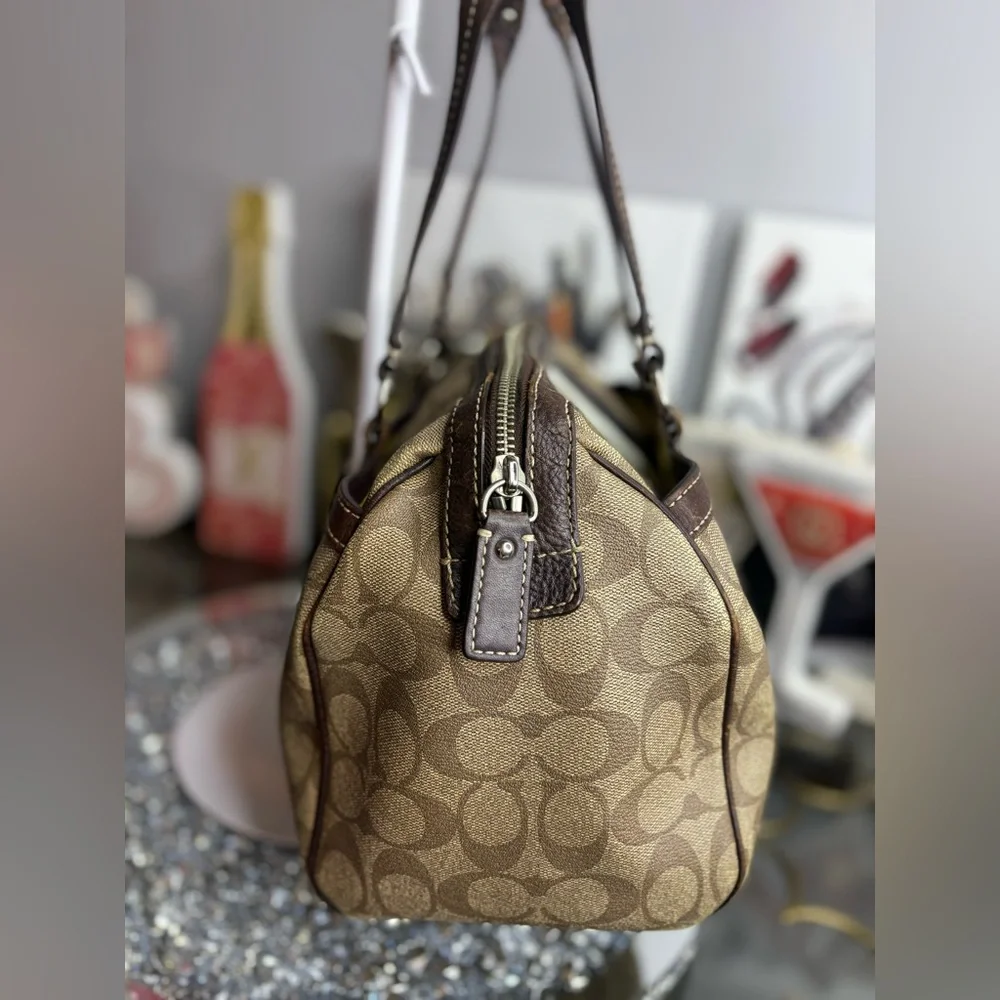 Coach 2009 rehab Heritage Stripe Signature Satchel GUC - Picture 5 of 14